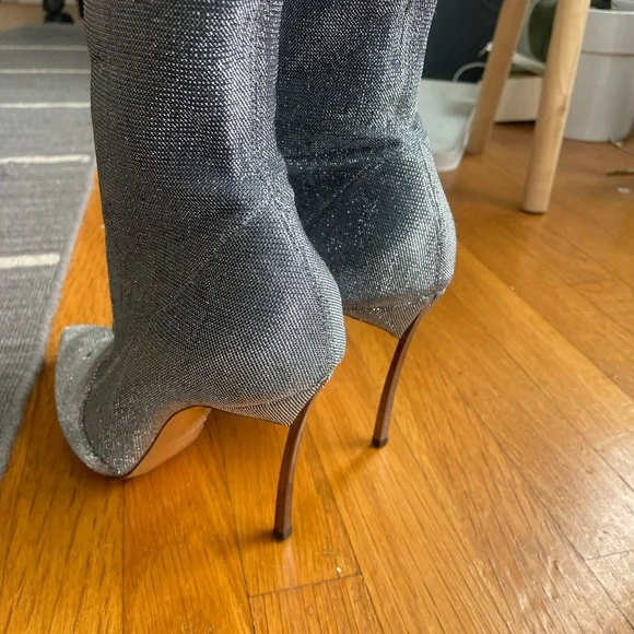 CASADEI Blade over the knee boot in shimmery silver Over the Knee Boots